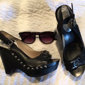 Michael Kors Black and Silver Wedges